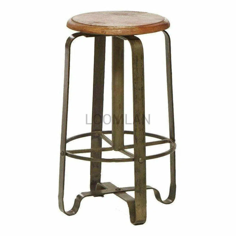 Industrial Round Adjustable Height Bar Height Pub Stool Bar Stools LOOMLAN By LOOMLAN