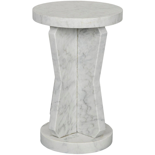 Ingram Marble White Round Side Table Side Tables LOOMLAN By Noir