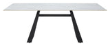 Inky Stone and Steel White Rectangular Dining Table Dining Tables LOOMLAN By Zuo Modern