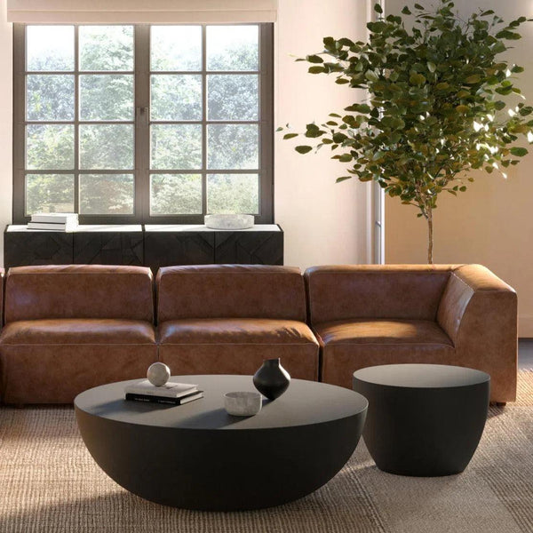 Insitu Contemporary Concrete Black Round Coffee Table Coffee Tables LOOMLAN By Moe's Home