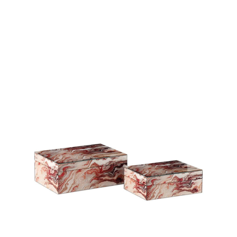 Interstellar Wood and Paper Red Box (Set of 2) Boxes & Bowls LOOMLAN By Currey & Co