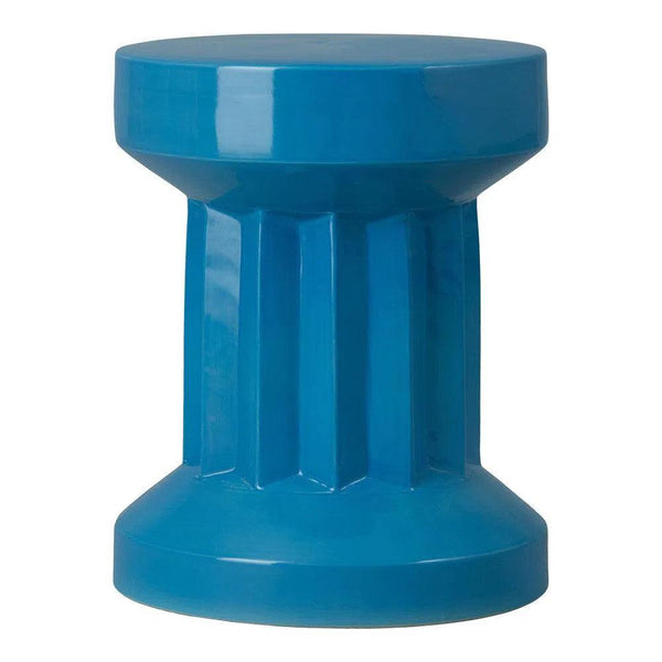 Intrepit 18 in. Round Turquoise Ceramic Garden Stool Outdoor Stools LOOMLAN By Emissary