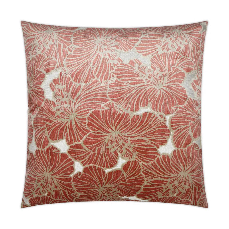 Irinia Punch Floral Coral Salmon Large Throw Pillow With Insert Throw Pillows LOOMLAN By D.V. Kap