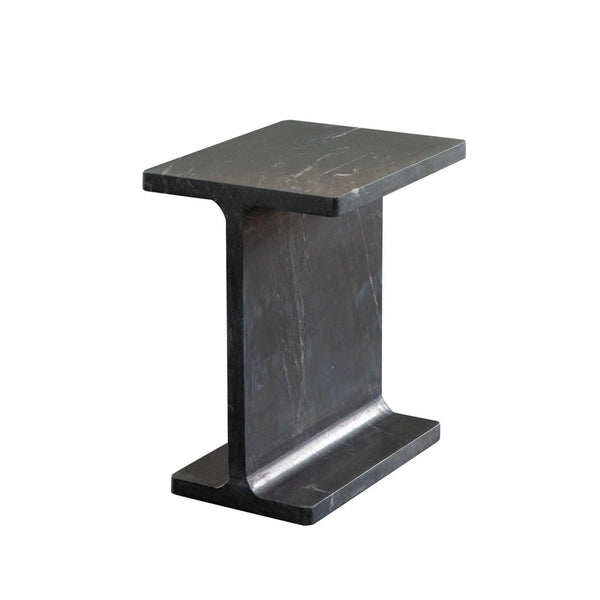 Iris I-Beam Genuine Black Marquine Marble Rectangular Accent Table Side Tables LOOMLAN By Diamond Sofa