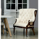 Irish Chair Cream Linen & Burlap Wing Accent Chair Accent Chairs LOOMLAN By Sarreid