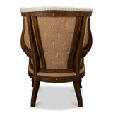 Irish Chair Cream Linen & Burlap Wing Accent Chair Accent Chairs LOOMLAN By Sarreid