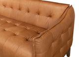 Isaac Tan Leather Sofa With Bench Seat Sofas & Loveseats LOOMLAN By Sarreid