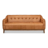 Isaac Tan Leather Sofa With Bench Seat Sofas & Loveseats LOOMLAN By Sarreid