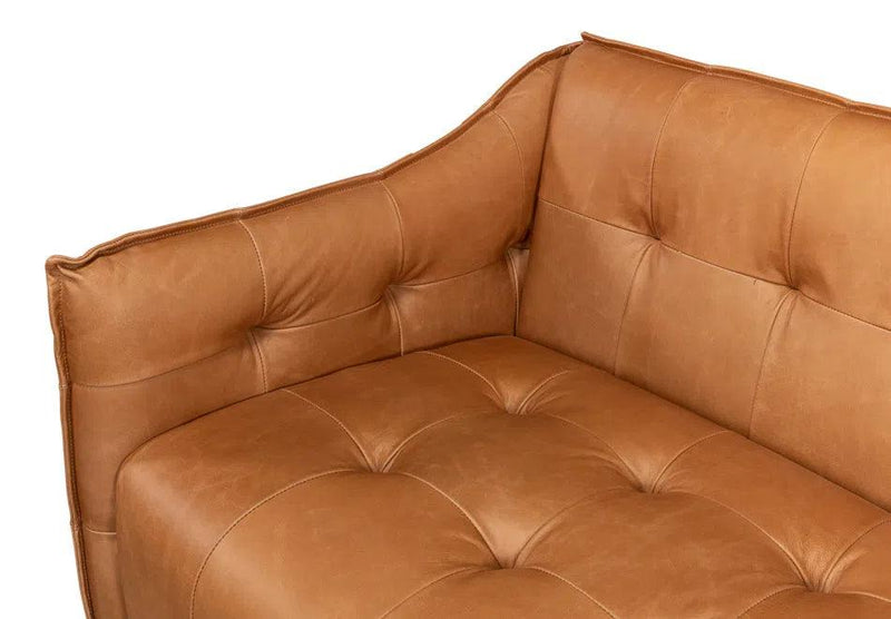 Isaac Tan Leather Sofa With Bench Seat Sofas & Loveseats LOOMLAN By Sarreid