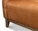 Isaac Tan Leather Sofa With Bench Seat Sofas & Loveseats LOOMLAN By Sarreid