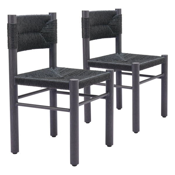 Iska Aluminum Black Armless Dining Chair (Set of 2) Outdoor Dining Chairs LOOMLAN By Zuo Modern