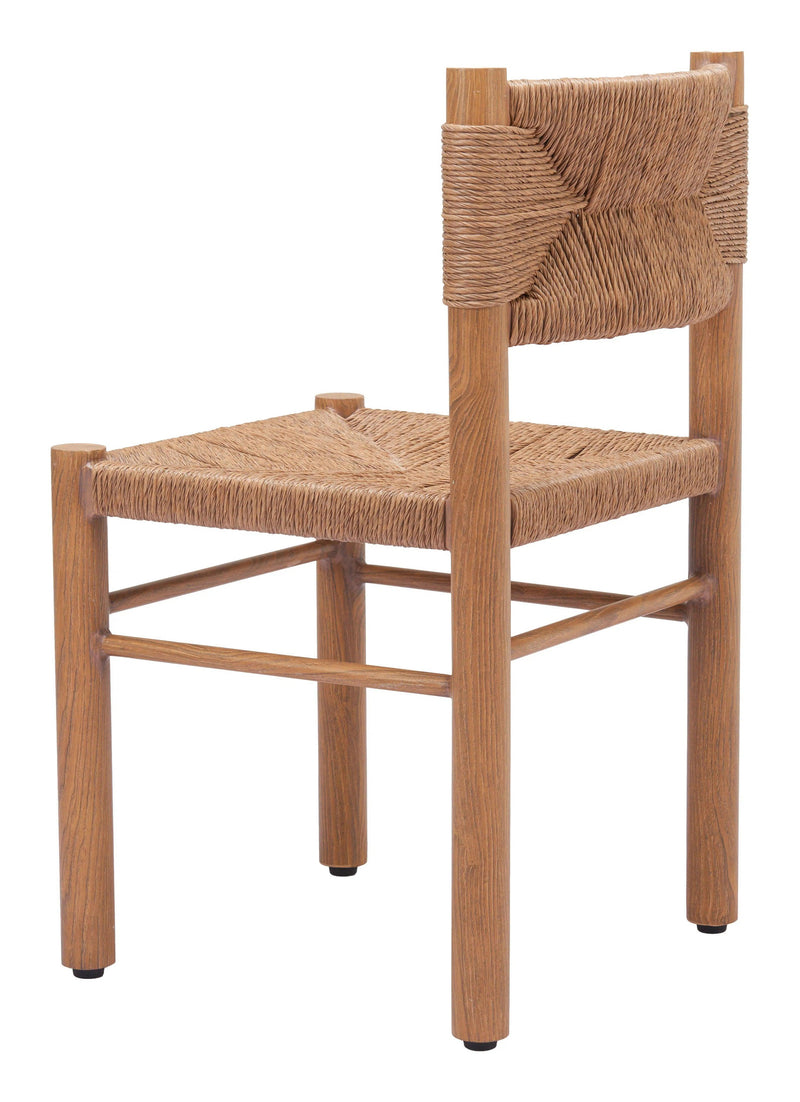 Iska Natural Wood Armless Dining Chair (Set of 2) Outdoor Dining Chairs LOOMLAN By Zuo Modern