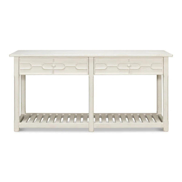 Isla Console Table With Drawer and Storage Antique White Console Tables LOOMLAN By Sarreid