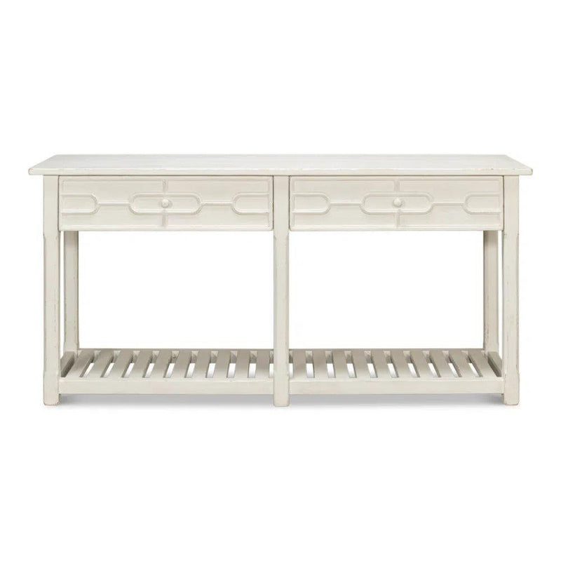 Isla Console Table With Drawer and Storage Antique White Console Tables LOOMLAN By Sarreid