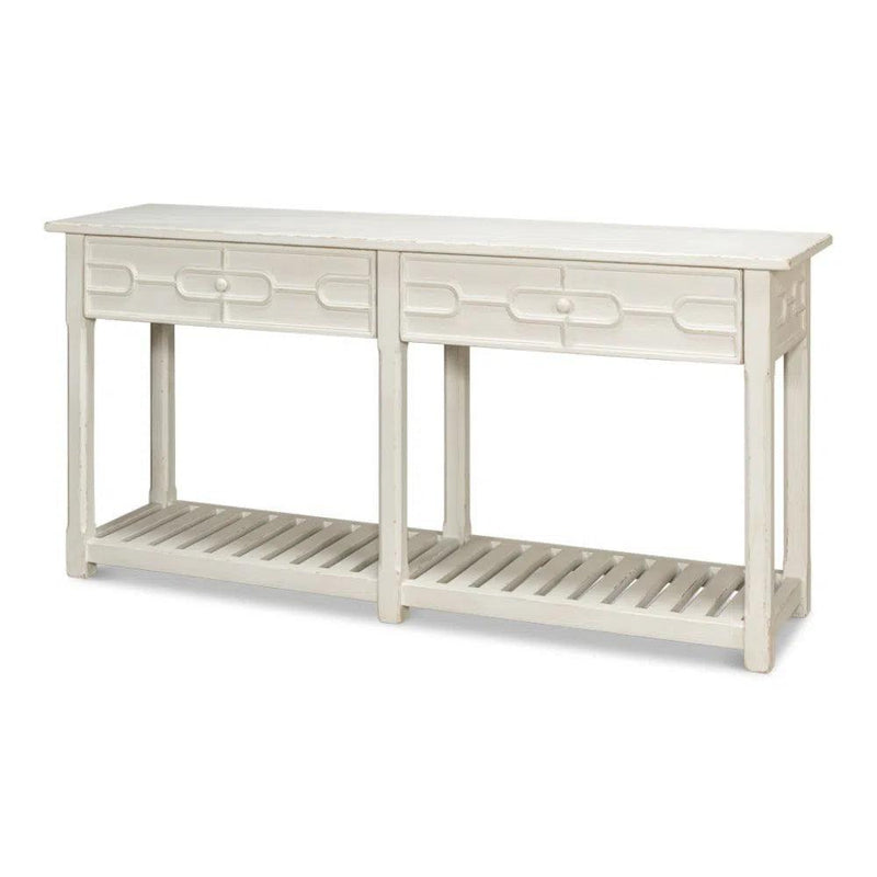 Isla Console Table With Drawer and Storage Antique White Console Tables LOOMLAN By Sarreid