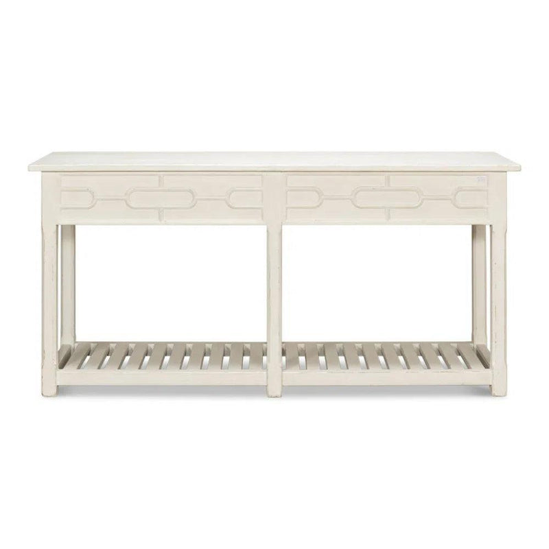 Isla Console Table With Drawer and Storage Antique White Console Tables LOOMLAN By Sarreid