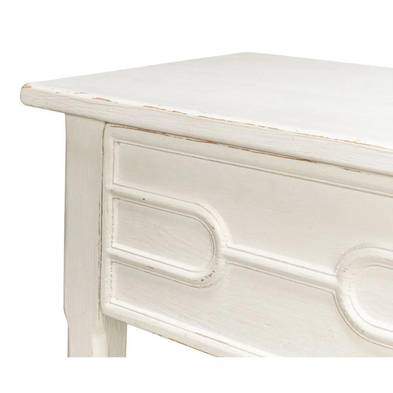 Isla Console Table With Drawer and Storage Antique White Console Tables LOOMLAN By Sarreid