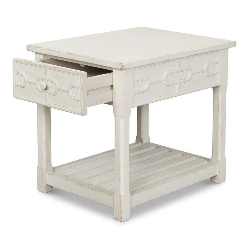 Isla Side Table Antique White Side Tables LOOMLAN By Sarreid