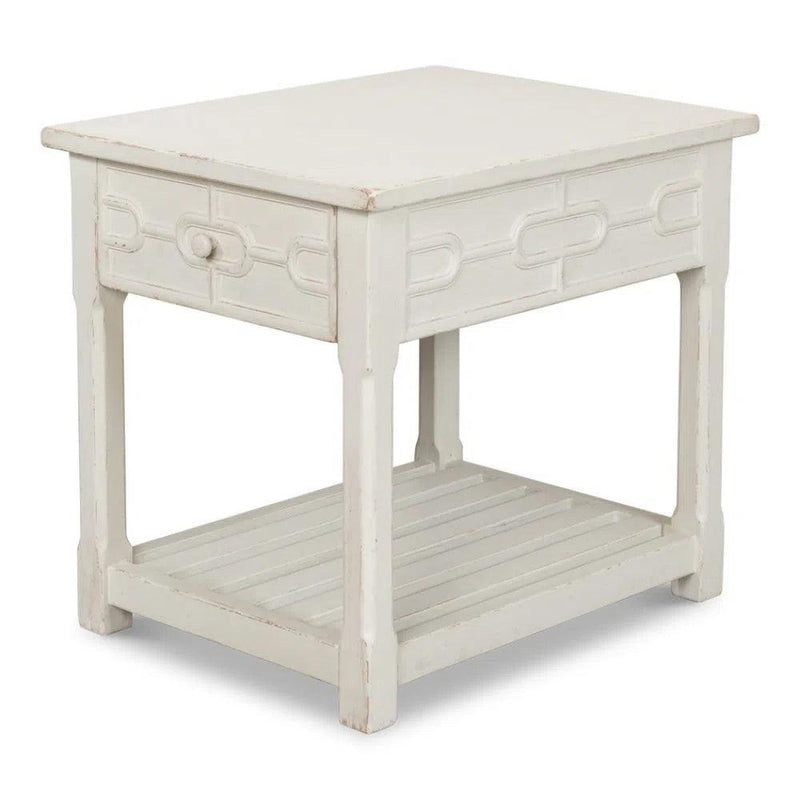 Isla Side Table Antique White Side Tables LOOMLAN By Sarreid