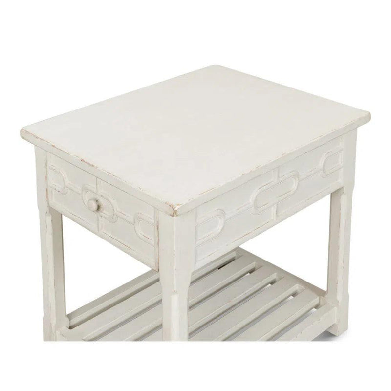 Isla Side Table Antique White Side Tables LOOMLAN By Sarreid