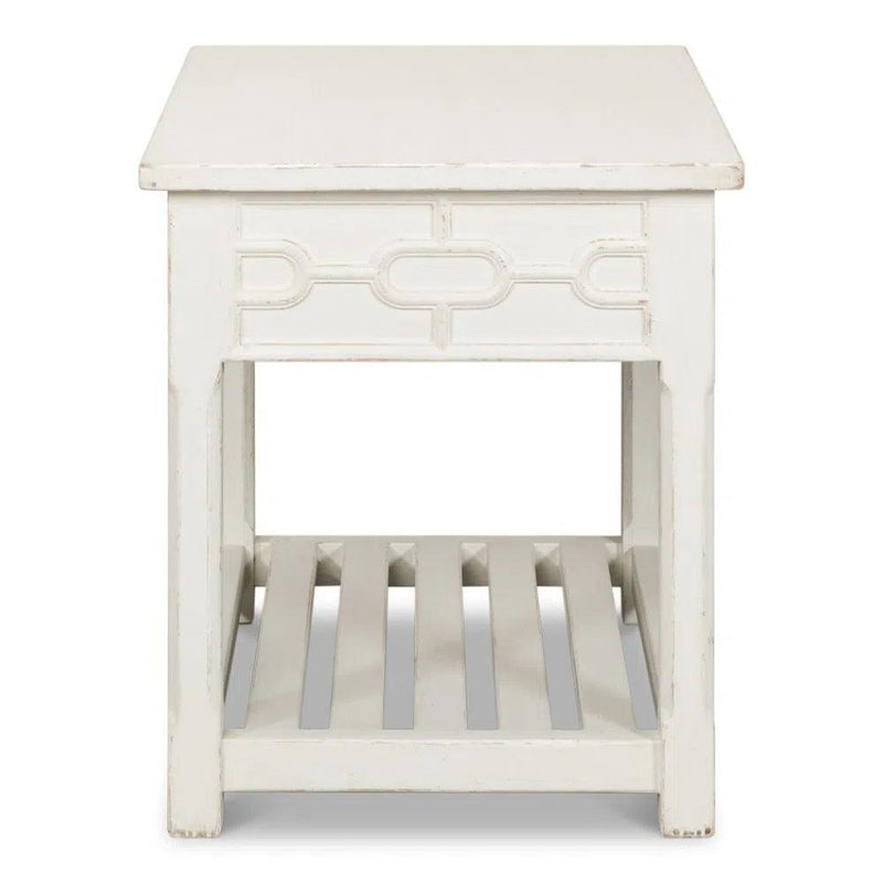 Isla Side Table Antique White Side Tables LOOMLAN By Sarreid