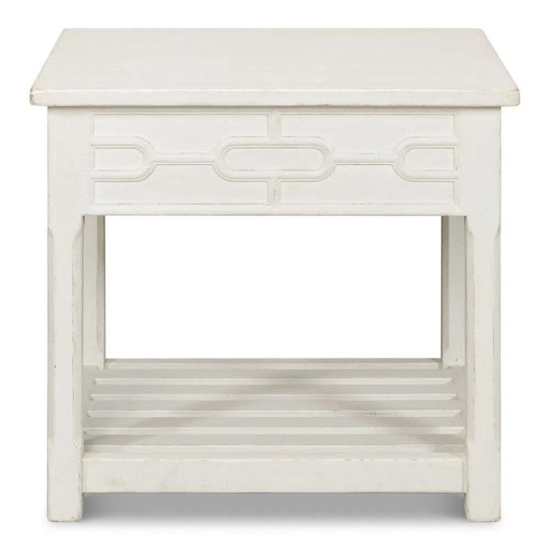 Isla Side Table Antique White Side Tables LOOMLAN By Sarreid