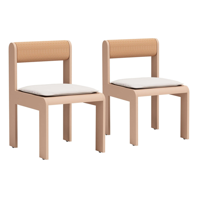 Island Aluminum Armless Brown Dining Chair (Set of 2) Outdoor Dining Chairs LOOMLAN By Zuo Modern