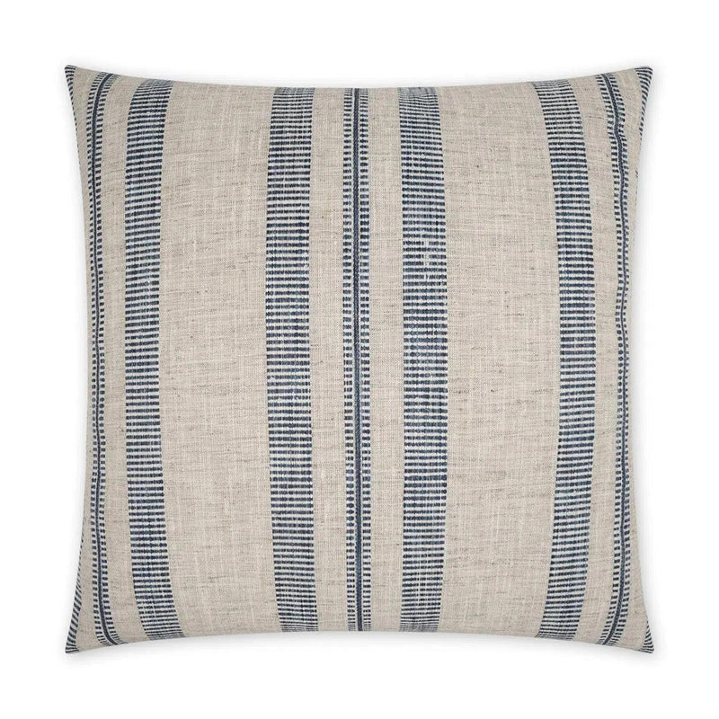 Issue Indigo Beach Stripes Blue Large Throw Pillow With Insert Throw Pillows LOOMLAN By D.V. Kap