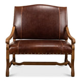 Italian Leather Settee Club Chairs LOOMLAN By Sarreid