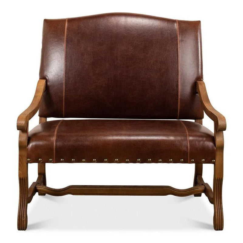 Italian Leather Settee Club Chairs LOOMLAN By Sarreid