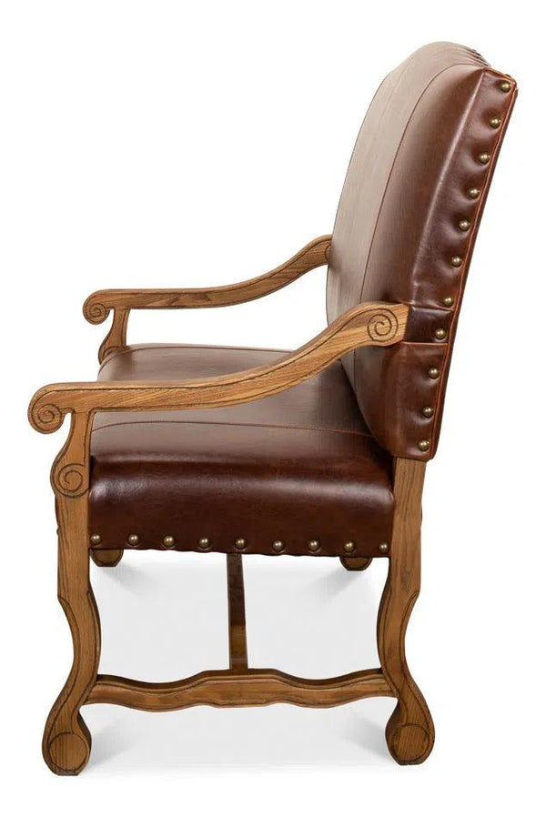 Italian Leather Settee Club Chairs LOOMLAN By Sarreid