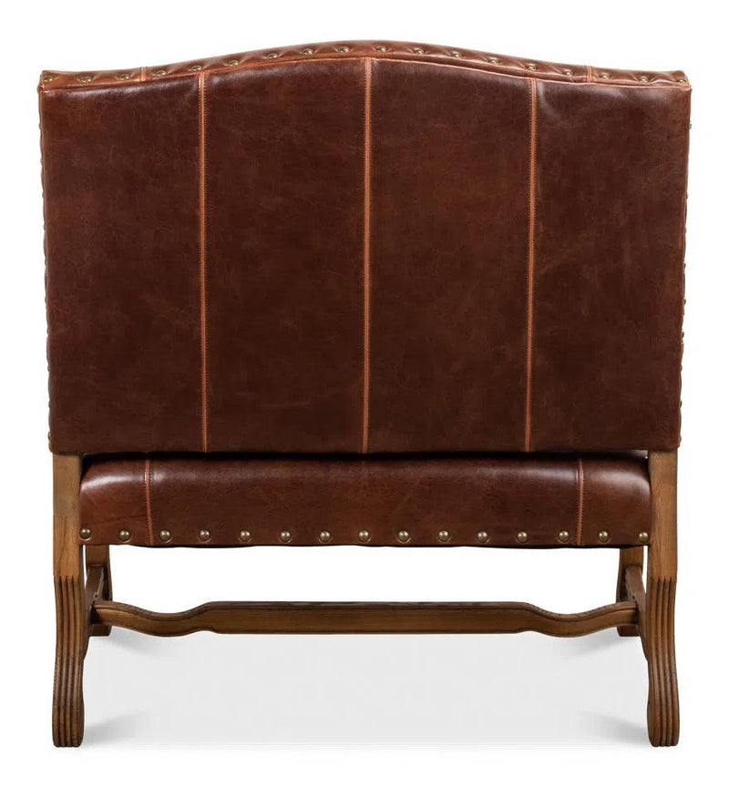 Italian Leather Settee Club Chairs LOOMLAN By Sarreid