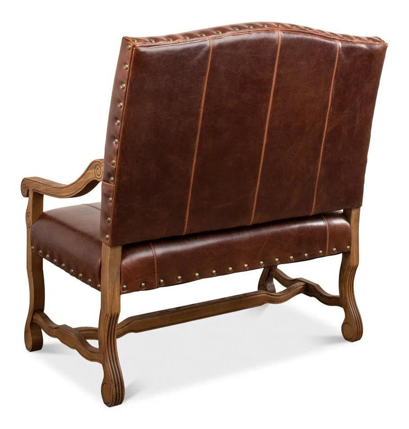 Italian Leather Settee Club Chairs LOOMLAN By Sarreid