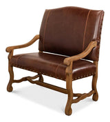 Italian Leather Settee Club Chairs LOOMLAN By Sarreid