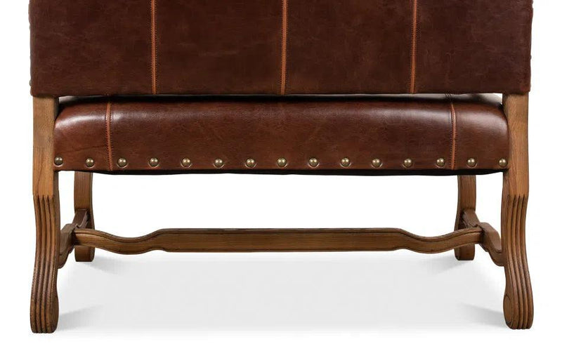 Italian Leather Settee Club Chairs LOOMLAN By Sarreid