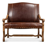 Italian Leather Settee Club Chairs LOOMLAN By Sarreid