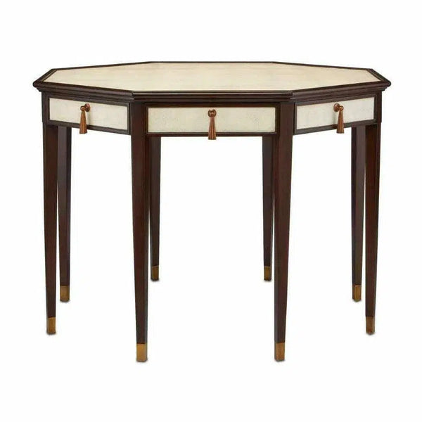 Ivory Dark Walnut Brass Evie Entry Table Dining Tables LOOMLAN By Currey & Co