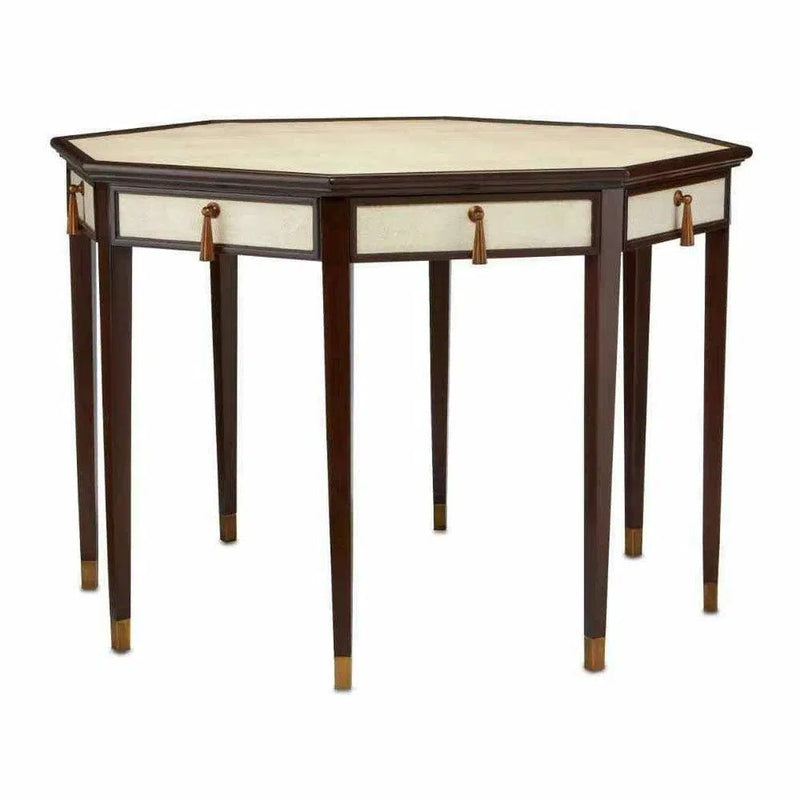 Ivory Dark Walnut Brass Evie Entry Table Dining Tables LOOMLAN By Currey & Co