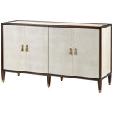 Ivory Dark Walnut Brass Evie Shagreen Credenza Sideboards LOOMLAN By Currey & Co