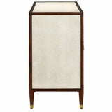 Ivory Dark Walnut Brass Evie Shagreen Credenza Sideboards LOOMLAN By Currey & Co