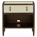 Ivory Dark Walnut Brass Evie Shagreen Small Accent Cabinet Accent Cabinets LOOMLAN By Currey & Co