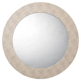 Ivory Faux Shagreen Chester Round Wall Mirror Wall Mirrors LOOMLAN By Jamie Young