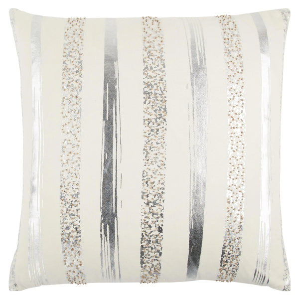 Ivory Jill Silver Or Gold Metallic Throw Pillow Throw Pillows LOOMLAN By LOOMLAN