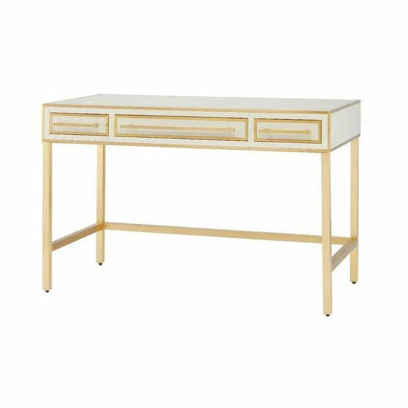 Ivory Satin Brass Gray Arden Ivory Vanity Home Office Desks LOOMLAN By Currey & Co