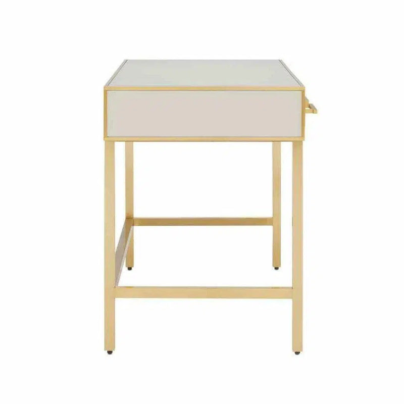 Ivory Satin Brass Gray Arden Ivory Vanity Home Office Desks LOOMLAN By Currey & Co