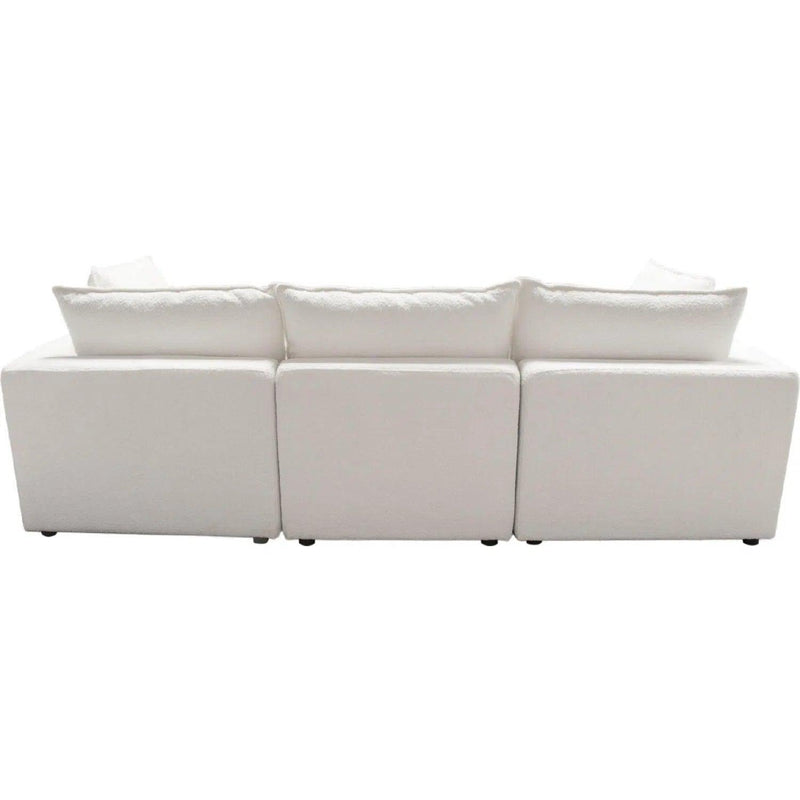 Ivy 3-Piece Modular Sofa in White Faux Shearling Modular Sofas LOOMLAN By Diamond Sofa