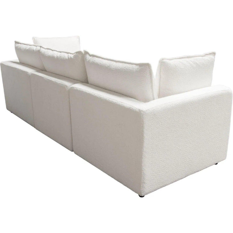 Ivy 3-Piece Modular Sofa in White Faux Shearling Modular Sofas LOOMLAN By Diamond Sofa