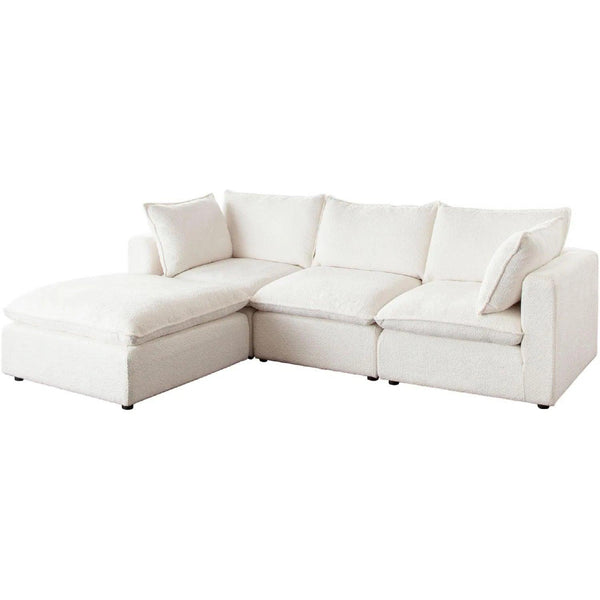 Ivy 4-Piece Reversible Modular Chaise Sectional in White Faux Shearling Sectionals LOOMLAN By Diamond Sofa