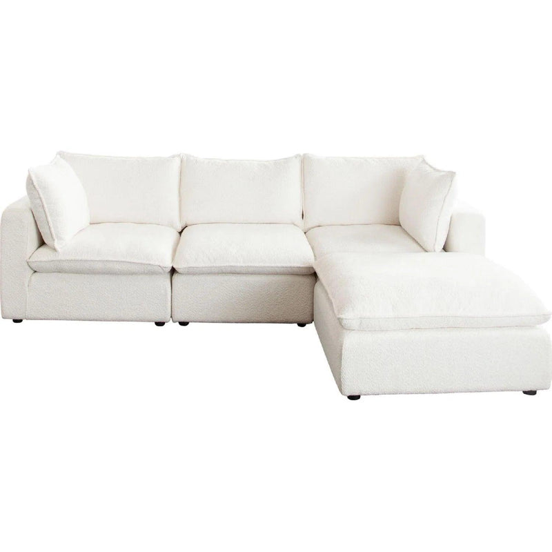 Ivy 4-Piece Reversible Modular Chaise Sectional in White Faux Shearling Sectionals LOOMLAN By Diamond Sofa