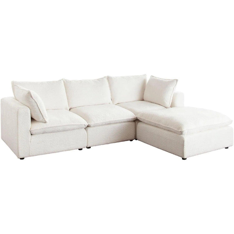 Ivy 4-Piece Reversible Modular Chaise Sectional in White Faux Shearling Sectionals LOOMLAN By Diamond Sofa